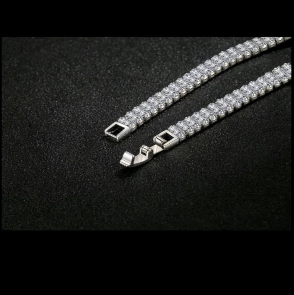NEW 925 STERLING SILVER PRINCESS CUT DIAMOND BRACELET - Picture 5 of 5